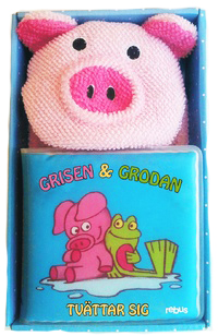 Grisen & Grodan tvättar sig - Badbok + badhandske